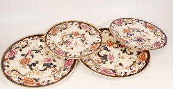 Masons Blue Mandalay Patterned Cabinet plates x 4, largest diameter 26cm(4)