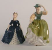 Royal Doulton figures Debbie HN2385 together with Buttercup HN2309 ( restored hat)
