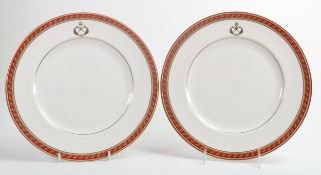 De Lamerie Fine Bone China, heavily gilded Special Commission dinner plates , specially made high