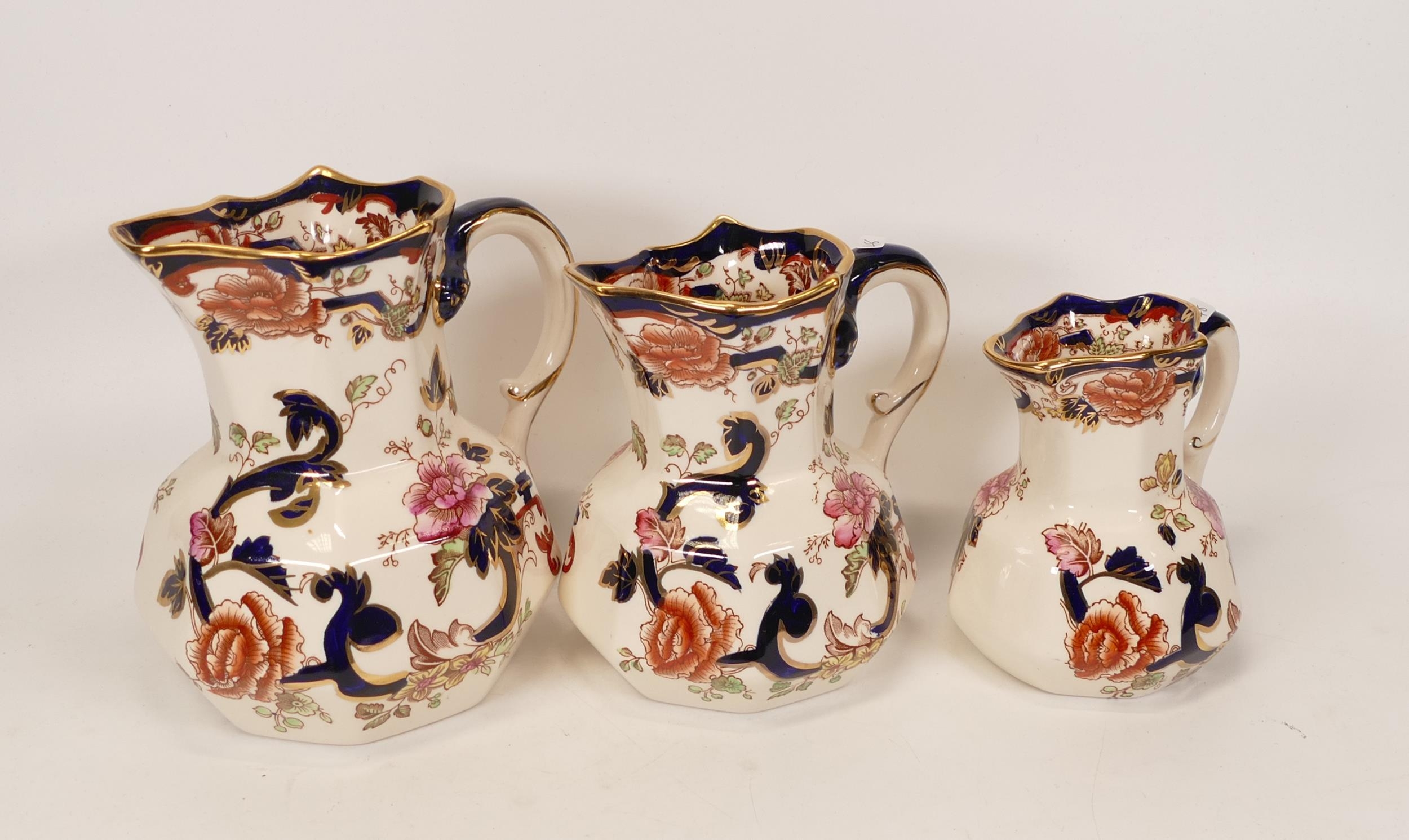 Masons Blue Mandalay Patterned Graduated Jug Set, largest diameter 15cm