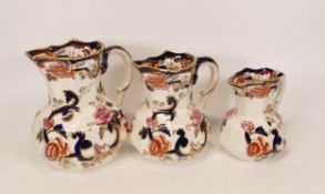Masons Blue Mandalay Patterned Graduated Jug Set, largest diameter 15cm