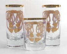 De Lamerie Fine Bone China heavily gilded Glass Crystal Rope & Tassels Patterned Tumblers ,
