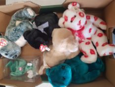 A collection of 5 beanie buddies together with a cased birthday beanies collection - 'may'