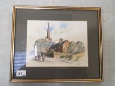 Local Artist Anthony Forster Signed Aquaprint - 'Old cottages Woolstanton' size approx 38cm x 32cm
