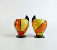 Lorna Bailey pair of Sunburst pattern vases, Old Ellgreave backstamp, height 16.5cm (2)