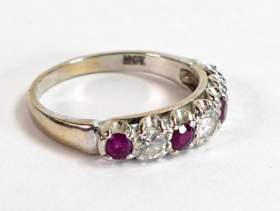 18ct white gold ring set with diamonds and rubies, size M/N, 3g. - Image 3 of 3