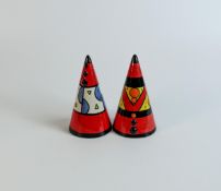 Two limited edition Lorna Bailey sugar sifters, one in the Hoopla pattern together with one in the