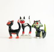 Three Lorna Bailey Cat figures, tallest 16cm (3)
