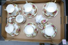 Royal Albert Old Country Rose pattern set of six trio's & matchingmilk jug & sugar bowl(2nds)