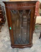 Mahogany Wall hanging Display Corner Cabinet with key 59cm W x 104cm H