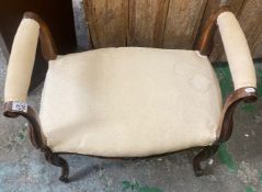 Carved Oak Upholstered Piano Stool 70cm W x 68cm Hc