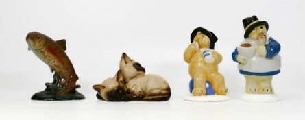 Pottery items to include 2nds Coalport Paddington figures, Beswick trout Figure & similar 1296