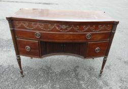 Distressed Neo-classical three-drawer sideboard. H:77cm x L:110cm x D:50cm