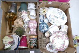 A mixed collection of items to include Wade novelty whisky decanter, mid century dinner plates,