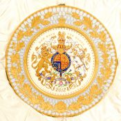 Gilded bone china Limited edition plate made for the Diamond Jubilee. Diameter 32cm, Boxed