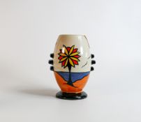 Lorna Bailey large Beach pattern twin handled vase, Old Ellgreave backstamp, height 19cm