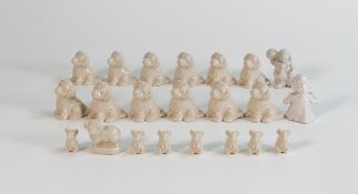 Wade collection of white Whimsies including dogs, mice, lambs, children etc. These were removed from
