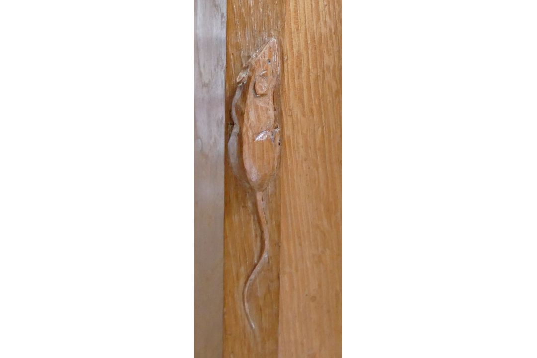 Robert 'Mouseman' Thompson (Kilburn), an English Oak panelled drinks cupboard, with raised - Image 4 of 6