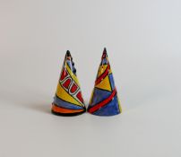 Lorna Bailey Helter-Skelter pattern sugar sifters, limited edition, Old Ellgreave backstamp,