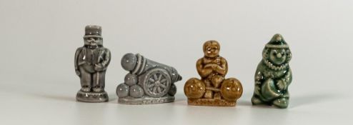 Wade Red Rose tea sample Whimsies, weightlifter figure broken, hand written factory sample marks