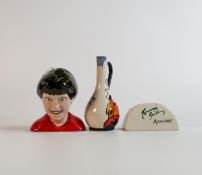 Lorna Bailey Collectors Club Hill House jug, bust & name stand, height of tallest 14cm (3)