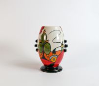 Lorna Bailey large Marsh Land Cottage pattern twin handled vase, Old Ellgreave backstamp, height