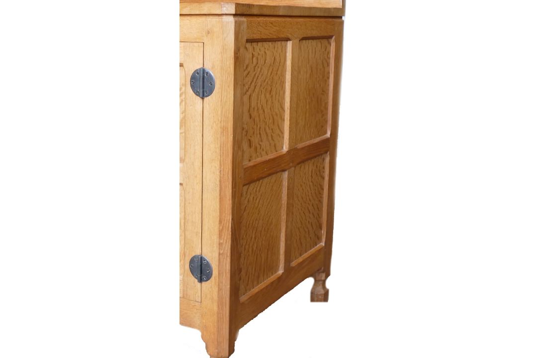 Robert 'Mouseman' Thompson (Kilburn), an English Oak panelled drinks cupboard, with raised - Image 5 of 6
