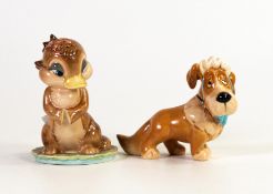 Beswick David Hands figures Dinkum Platypus and Nana. Gold backstamps (2)