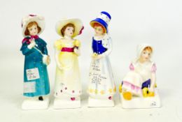 Royal Doulton Kate Greenaway Figures Nell Hn3014, Laurie Hn2801, Carrie Hn2800 & Lucy Hn2863(4)