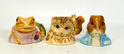 Beswick Beatrix Potter Character Jugs Old Mr Brown, Peter Rabbit & Royal Albert Jeremy Fisher (3)