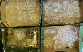 Large quantity of cut glass items to include Tumblers, brandy glasses, vases, fruit bowls etc (4