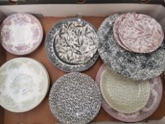 A collection of burleigh ware decorative wall plates and saucers