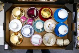A collection of coffee cans / cups and saucers to include Wedgwood, Crown Devon, Hammersley, Aynsley
