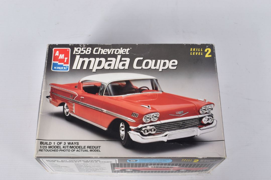 TWO BOXED UNBUILT PLASTIC CAR MODEL CONSTRUCTION KITS, both 1:25 scale, AMT Ertl 1958 Chevrolet - Image 6 of 9