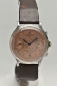 A GENTS MID 20TH CENTURY 'EBERHARD & CO' WRISTWATCH, manual wind, round copper coloured dial
