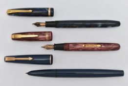 THREE FOUNTAIN PENS, the first a 'Conway Stewart' fountain pen, nib stamped 14ct gold, the second