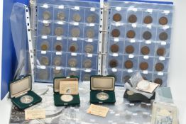 A CARDBOARD BOX CONTAINING ALBUMS OF MOSTLY 19TH CENTURY UK COINAGE, to include approximately 550