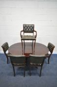 A REPRODUCTION REPRODUX STYLE MAHOGANY EXTENDING PEDESTAL DINING TABLE, open length 159cm x diameter