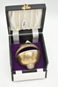 A SILVER ORB TRINKET BOX, commemorating the wedding of H.R.H the Princess Anne and Captain Mark