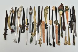 THIRTY FIVE NOVELTY ANIMAL / BIRD THEMED LETTER OPENERS, including brass, treen resin, etc (1