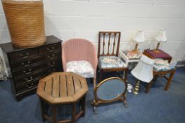 A SELECTION OF OCCASIONAL FURNITURE, to include a mahogany chest of two short over four long
