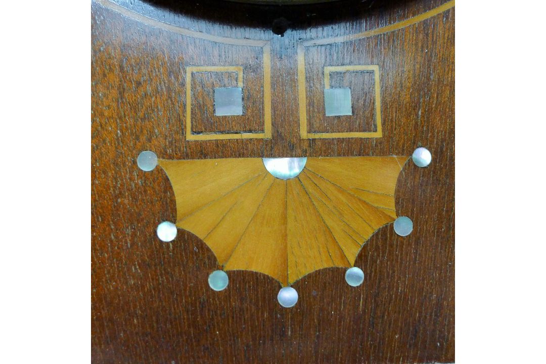 A Victorian inlaid mahogany mantle clock. 35 cm high. - Image 6 of 9