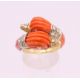 An 18 K gold coral and diamond double dolphin/duck head ring. Ring size M/N. - Image 4 of 9