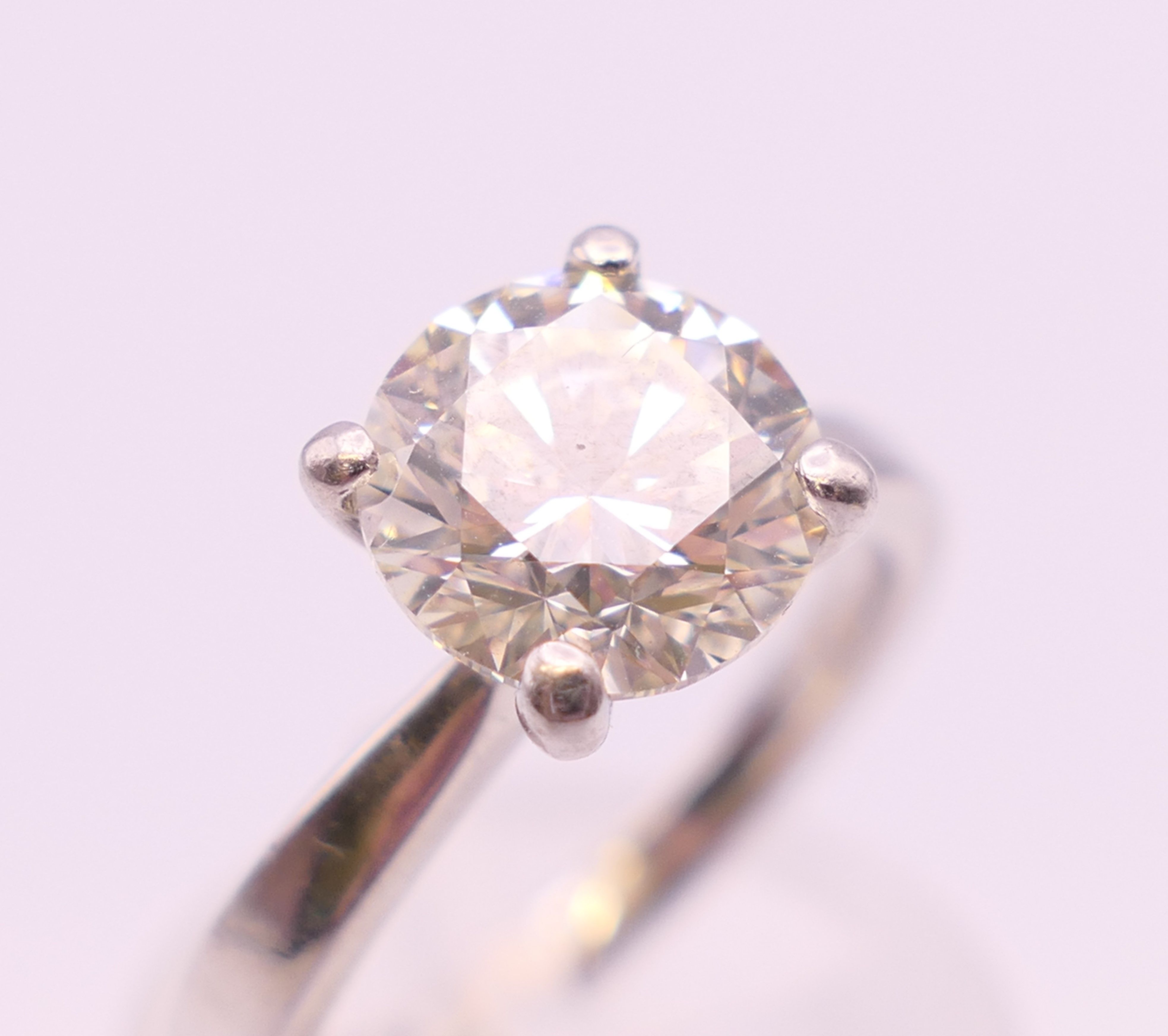 A platinum diamond solitaire ring, the stone approximately 1.9 carats. Ring size L. - Image 5 of 7