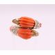 An 18 K gold coral and diamond double dolphin/duck head ring. Ring size M/N. - Image 2 of 9