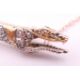 A diamond set unmarked gold racehorse brooch, possibly the horse ''Warmspun''. 3.5 cm long. 4. - Image 5 of 7