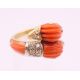 An 18 K gold coral and diamond double dolphin/duck head ring. Ring size M/N. - Image 3 of 9