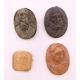 Four antique gold mounted carved stone classical portrait brooches. Three 3.5 cm high, the other 2. - Image 1 of 14