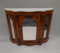 A Victorian marble topped credenza. 117 cm wide.