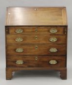 A 19th century mahogany bureau. 91 cm wide.